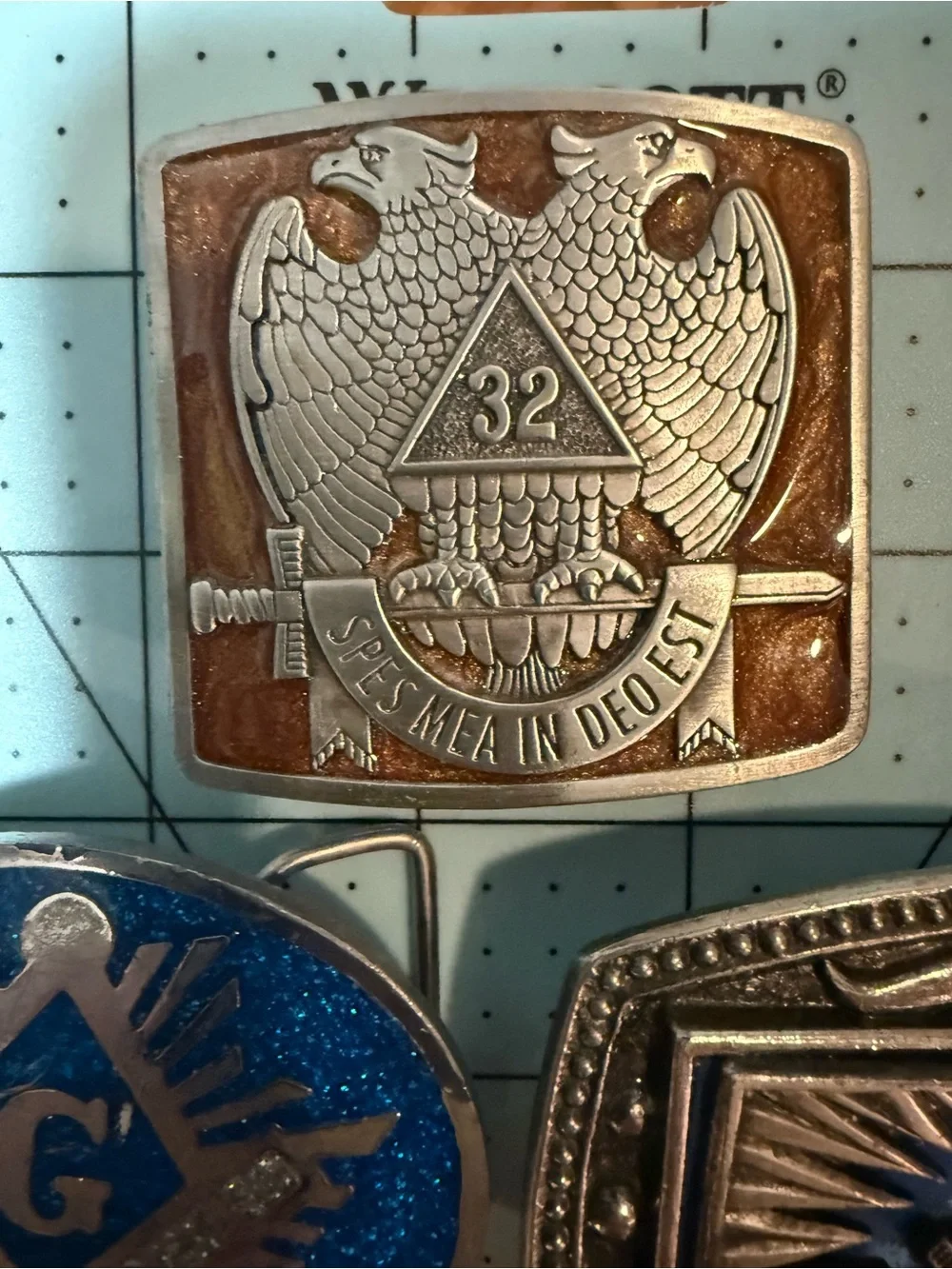 Lot of 5 Masonic Vintage Belt Buckles Freemason Shriners 32 Degree Scottish Rite